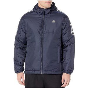 New Adidas Men's Essentials Insulated Hooded Jacket Navy size Small